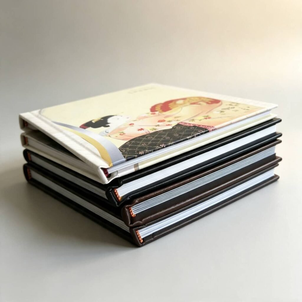Thick coated‑paper inner pages for luxury hotel menu book, premium printing paper edge detail