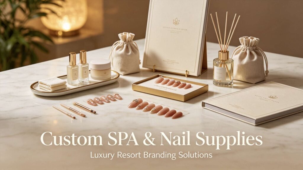 Spa salon custom accessories and luxury nail art supplies for high‑end resort hotel